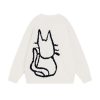 Women's Pullover Sweater Hand Drawn Cat Graphic Printed Oversized Sweater Fall Winter Fashion Couple Tops
