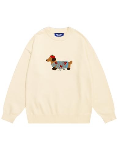 Cartoon Dog Sweater Casual Soft Baggy Knit Pullover Sweaters Long Sleeve Crewneck Tops 2025 Trendy Outfits