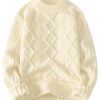 Womens Cable Knit Sweater Oversized Chunky Rory Gilmore Crewneck Solid Long Sleeve Pullover Knitted Sweater