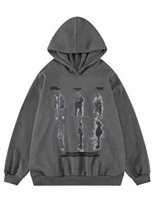 Y2k Hoodies Blurry Shadow Print Hoodie Oversized Hooded Sweatshirt Pullover Tops