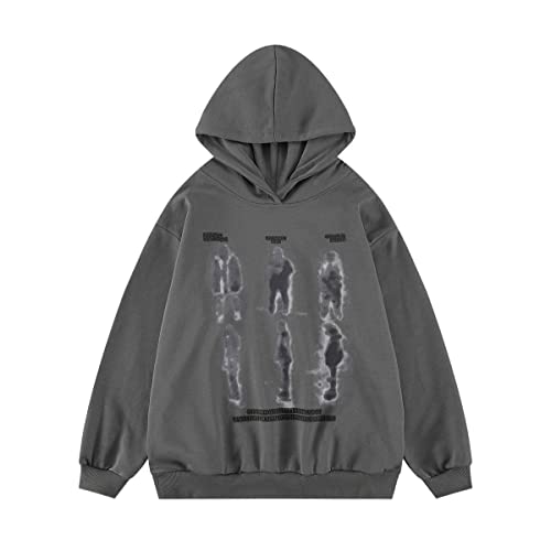 Y2k Hoodies Blurry Shadow Print Hoodie Oversized Hooded Sweatshirt Pullover Tops