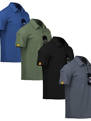 Polo Shirts for Men 4 Pack Short Sleeve Cool Dri Collared Tennis Golf Shirts