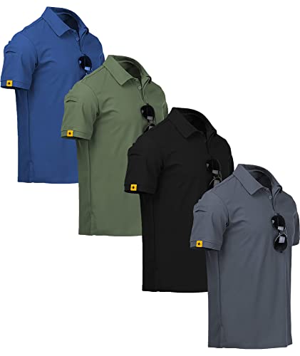 Polo Shirts for Men 4 Pack Short Sleeve Cool Dri Collared Tennis Golf Shirts