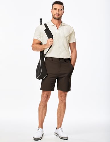 Mens Casual Polo Shirt Summer Short Sleeve Vacation Button Beach Knit Stretchy Golf Shirts