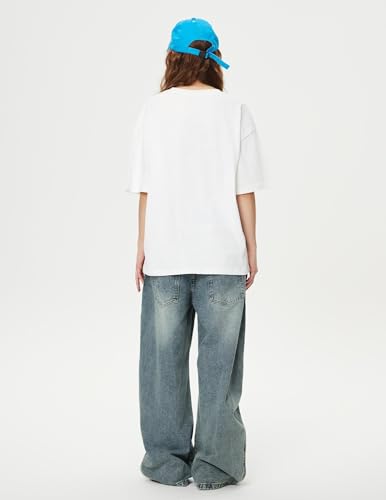 Double Waist Loose Sagging Jeans Baggy Denim Pants High Waist Stretchy Straight Wide Leg Jeans
