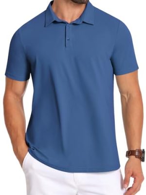 Mens Polo Shirts Short Sleeve Golf Shirts Moisture Wicking Athletic Casual Polo Shirts