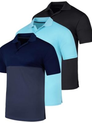 3 Pack: Men's Quick-Dry Short Sleeve Athletic Performance Polo Shirt (Available in Big & Tall)