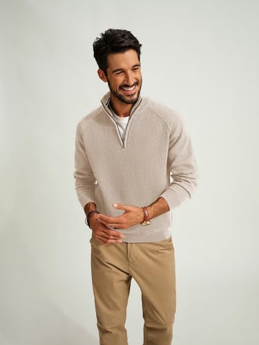 Mens Quarter Zip Pullover Sweater Turtleneck Raglan Long Sleeve Sweaters