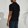 Mens Knit Polo Shirt Short Sleeve Hollow Out Knit Shirt Texture Knitted Polo