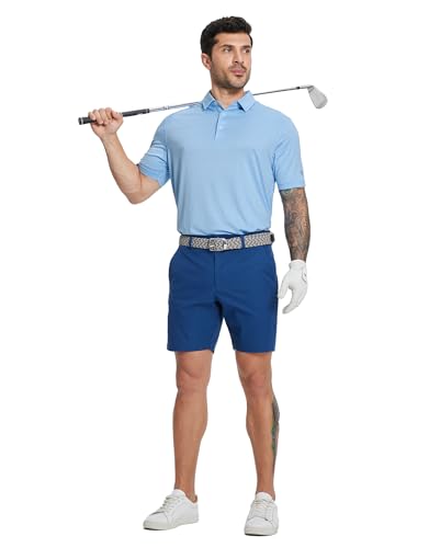 Golf Shirts for Men Dry Fit Moisture Wicking Performance Casual Jacquard Mens Polo Shirts Short Sleeve