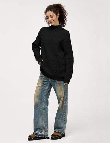 Oversized Sweater for Women Turtleneck Long Sleeve Sweater Arctic Velvet Knit Pullover