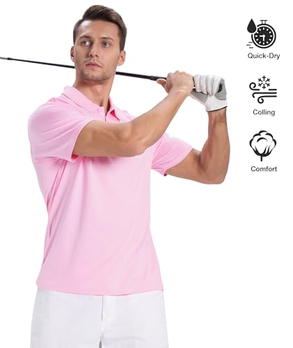 3 Pack Mens Polo Shirts Short Sleeve Golf Polo Moisture Wicking Performance Collared Casual Tennis Athletic T-Shirt