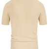 Men's Vintage Stripe Knit Polo Shirts Short Sleeve Stylish Button Down Cardigan Sweater