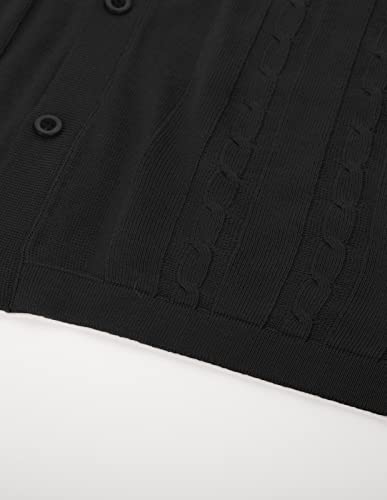 Mens Polo Shirts Vintage Striped Button Down Knitted Golf Shirts