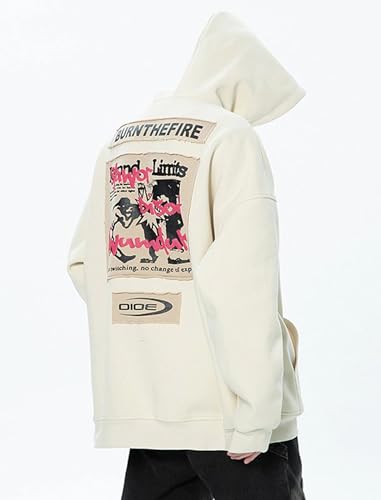 Graphic Hoodies for Men Letter Printed Hoodie Sweatshirt Oversized Streetwear Hooded Pullover
