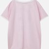 Womens Jersey Tshirts Letter Printed Tees V Neck Mesh Short Sleeve 2025 Y2k Summer Casual Tops Clothes
