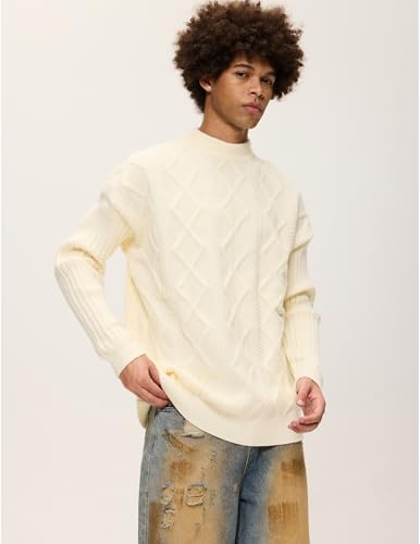 Womens Cable Knit Sweater Oversized Chunky Rory Gilmore Crewneck Solid Long Sleeve Pullover Knitted Sweater