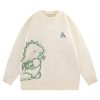 Cartoon Dinosaur Sweaters Graphic Crewneck Printed Oversized Pullover Sweater Couple Tops