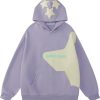 Star Graphic Hoodies Purple Print Hoodie Unisex Oversized Hooded Sweatshirt Long Sleeve Pocket Pullover