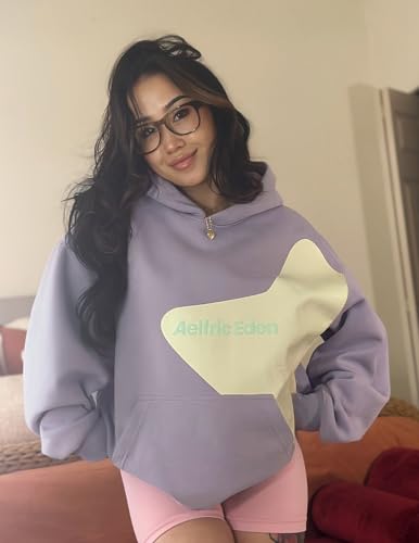 Star Graphic Hoodies Purple Print Hoodie Unisex Oversized Hooded Sweatshirt Long Sleeve Pocket Pullover