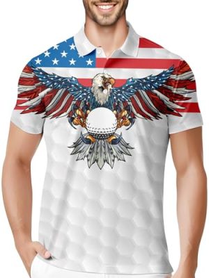 Funny Golf Shirts for Men Crazy Printed Pattern Colorful Wild Novelty Performance Moisture Wicking Mens Polo Shirt