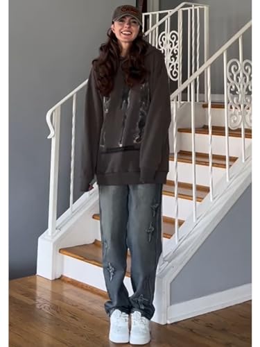 Y2k Hoodies Blurry Shadow Print Hoodie Oversized Hooded Sweatshirt Pullover Tops
