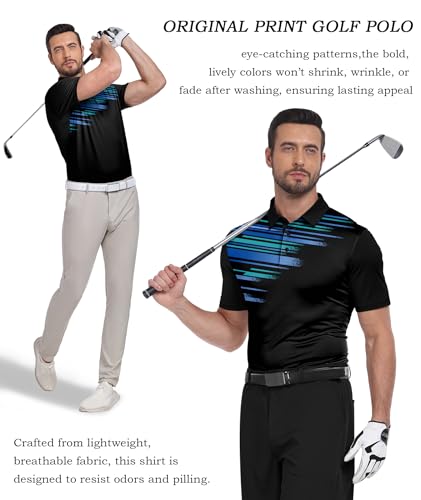 Mens Polo Shirts Short Sleeve Moisture Wicking Golf Tennis Polo Casual Shirts