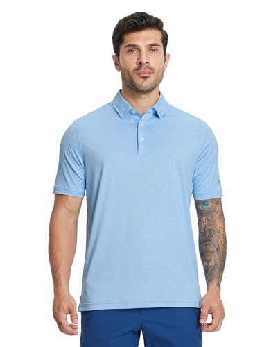 Golf Shirts for Men Dry Fit Moisture Wicking Performance Casual Jacquard Mens Polo Shirts Short Sleeve