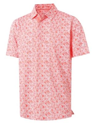 Mens Golf Shirt Short Sleeve Dry Fit Print Moisture Wicking Performance Patterns Collared Polo Shirt