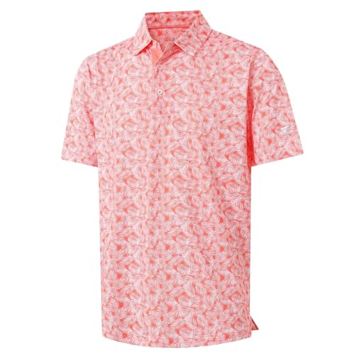 412xTRaxVDL.jpg Mens Golf Shirt Short Sleeve Dry Fit Print Moisture Wicking Performance Patterns Collared Polo Shirt