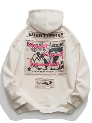 Graphic Hoodies for Men Letter Printed Hoodie Sweatshirt Oversized Streetwear Hooded Pullover