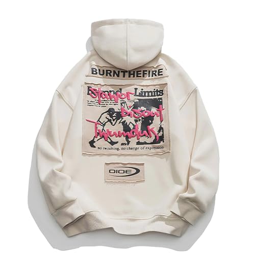 Graphic Hoodies for Men Letter Printed Hoodie Sweatshirt Oversized Streetwear Hooded Pullover