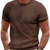 Men's Short Sleeve Knit T-Shirts Casual Crewneck Solid Texture Knit Shirt