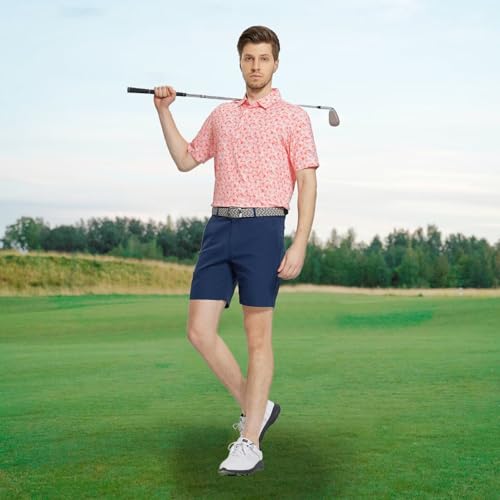 414thAKEYZL.jpg Mens Golf Shirt Short Sleeve Dry Fit Print Moisture Wicking Performance Patterns Collared Polo Shirt