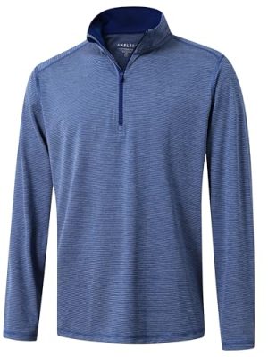 Quarter Zip Pullover Men Performance Dry Fit Stripe Mock Neck Midlayer Golf 1/4 Zip Pullover Mens Sweatshirt