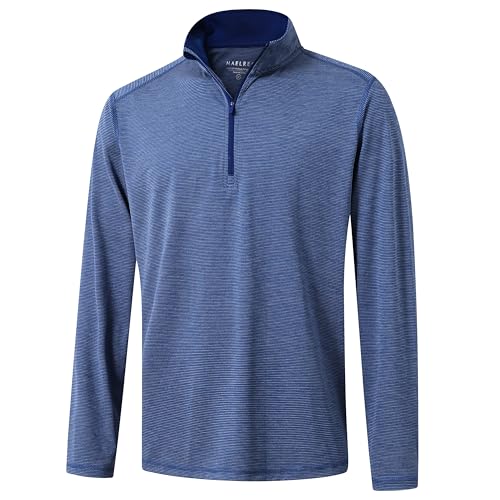 Quarter Zip Pullover Men Performance Dry Fit Stripe Mock Neck Midlayer Golf 1/4 Zip Pullover Mens Sweatshirt