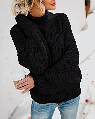 Womens Turtleneck Oversized Sweaters Batwing Long Sleeve Pullover Loose Chunky Knit Jumper