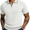 Men's Knit Polo Shirts Short Sleeve Quarter Zip Polo Shirt