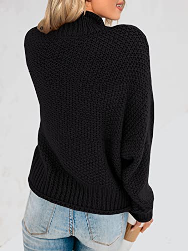 Womens Turtleneck Oversized Sweaters Batwing Long Sleeve Pullover Loose Chunky Knit Jumper