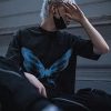 Mens Oversized T Shirts Tees Butterfly Print Crew Neck Cotton Tops Streetwear Casual Shirt