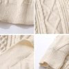Oversized Knit Sweater Solid Vintage Pullover Sweater Unisex Woven Crewneck Knitted Tops