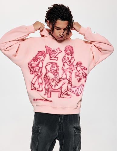 Mens Graphic Hoodies Y2k Cute Pullover Oversized Fashion Streetwear Casual Hooded Sweatshirt Unisex Tops