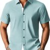 Mens Short Sleeve Button Down Shirts Casual Stylish Wrinkle-Free Untuckit Dress Shirt