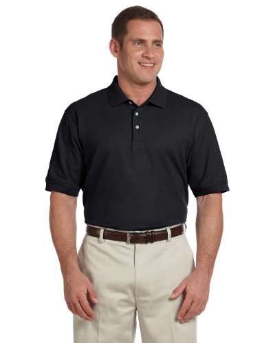 Men's Pima Piqué Short-Sleeve Polo L BLACK