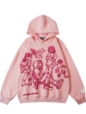 Mens Graphic Hoodies Y2k Cute Pullover Oversized Fashion Streetwear Casual Hooded Sweatshirt Unisex Tops
