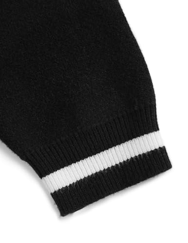 41FERk3shyL.jpg Number Graphic Polo Sweater Oversized V Neck Knit Sweater Y2k Long Sleeve Pullover Vintage Sweaters Tops