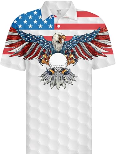 Funny Golf Shirts for Men Crazy Printed Pattern Colorful Wild Novelty Performance Moisture Wicking Mens Polo Shirt