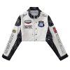 Cropped Leather Jacket Women PU Crop Moto Biker Racing Trendy Fashion Casual Coats