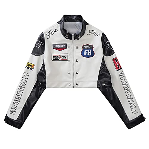 Cropped Leather Jacket Women PU Crop Moto Biker Racing Trendy Fashion Casual Coats