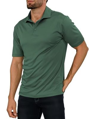 Golf Shirts for Men - Short Sleeve Performance Solid Moisture Wicking Polo Shirt